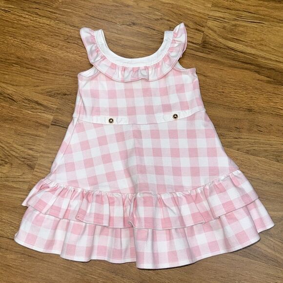 Janie and Jack Pink/White Gingham Ruffle Ponte Dress Sz 18-24 Months - Picture 1 of 9